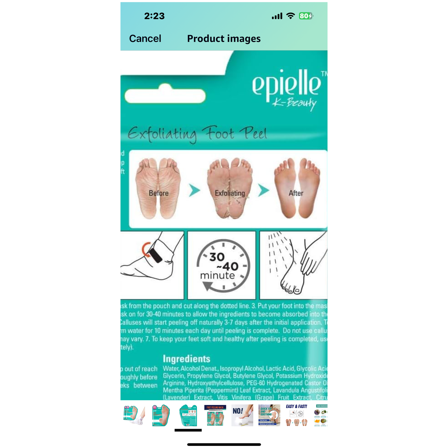 Masque-chaussette peeling pour talons craquelés et rugueux, et callosités.