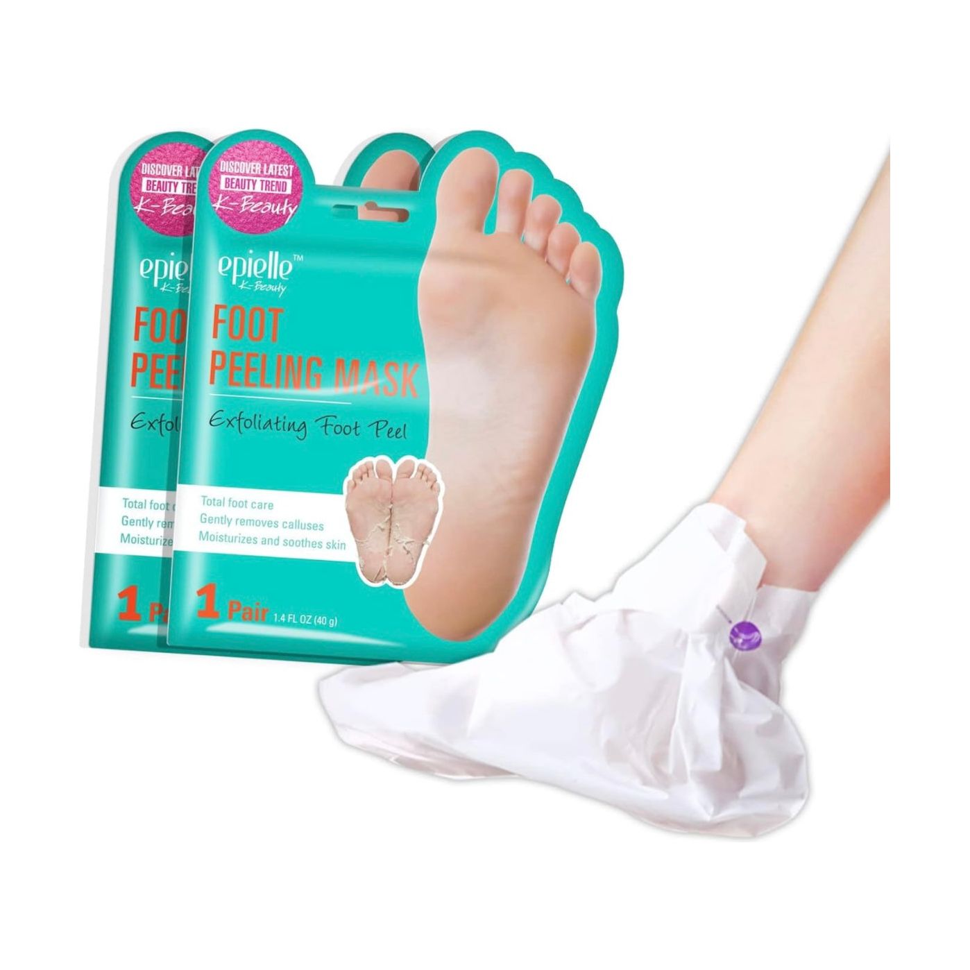 Masque-chaussette peeling pour talons craquelés et rugueux, et callosités.