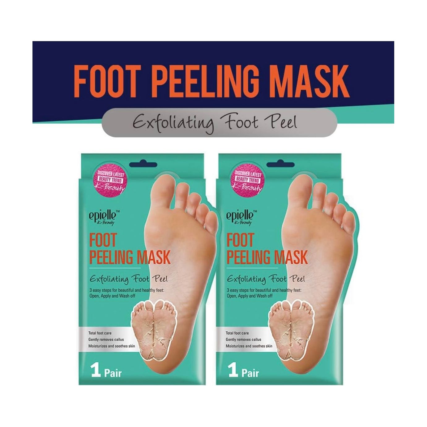 Masque-chaussette peeling pour pieds, talons craquelés et rugueux, et callosités.