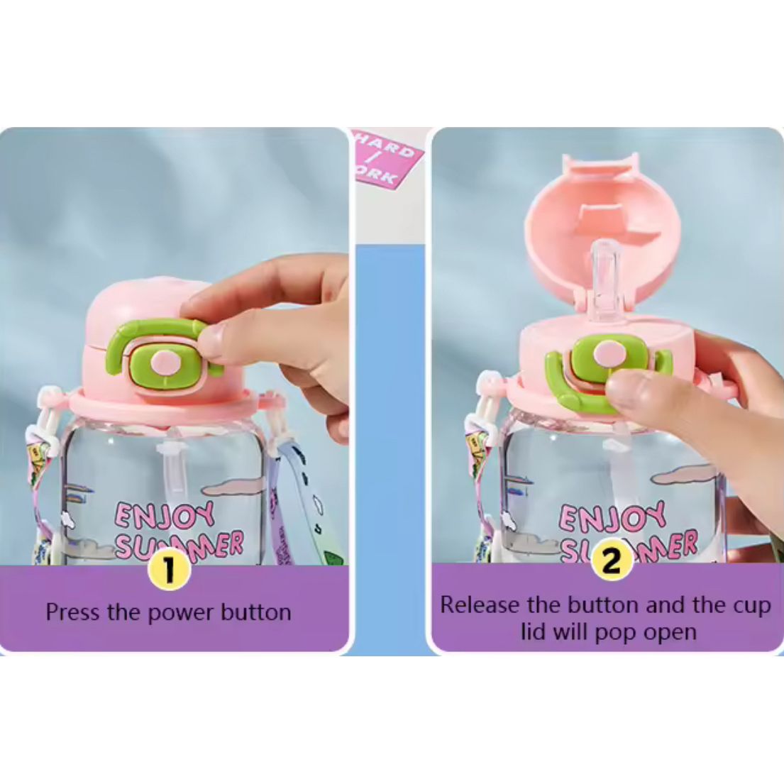 Gourde 600 ml pour enfant avec bouton 1 clic