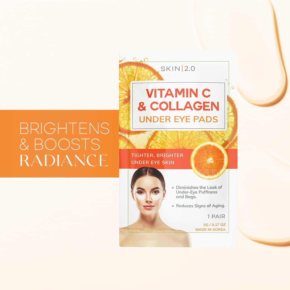 Patch pour les yeux à la vitamine C et au collagène, anti-âge, éclaircissant, et raffermissant