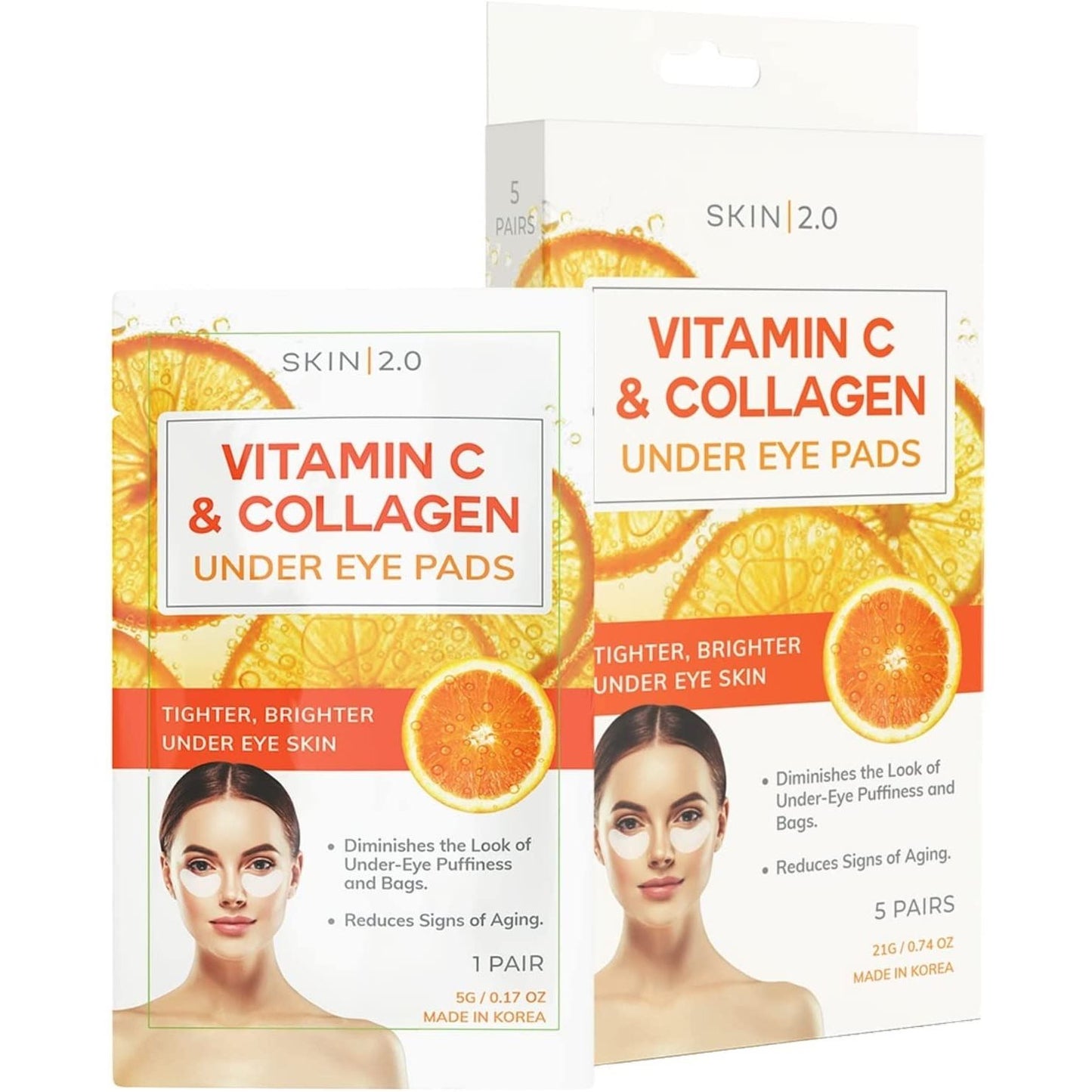 Patch pour les yeux à la vitamine C et au collagène, anti-âge, éclaircissant, et raffermissant